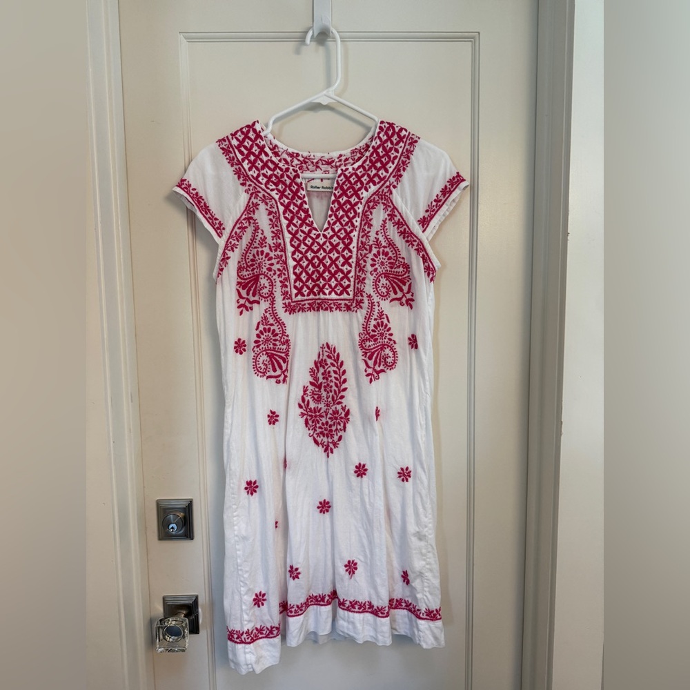 Roller Rabbit Pink and White Embroidered Garment